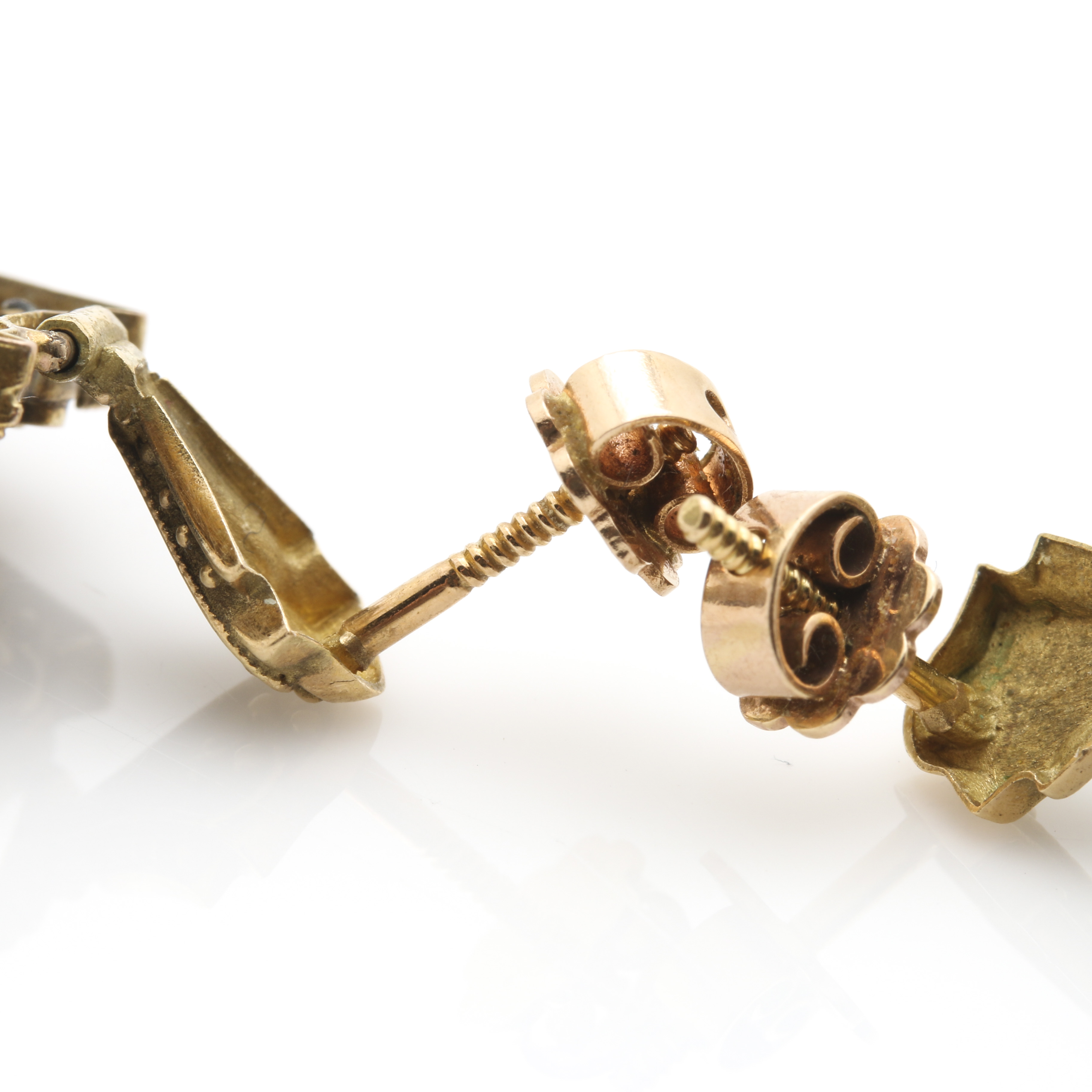 14K Yellow Gold Onyx Cameo Earrings