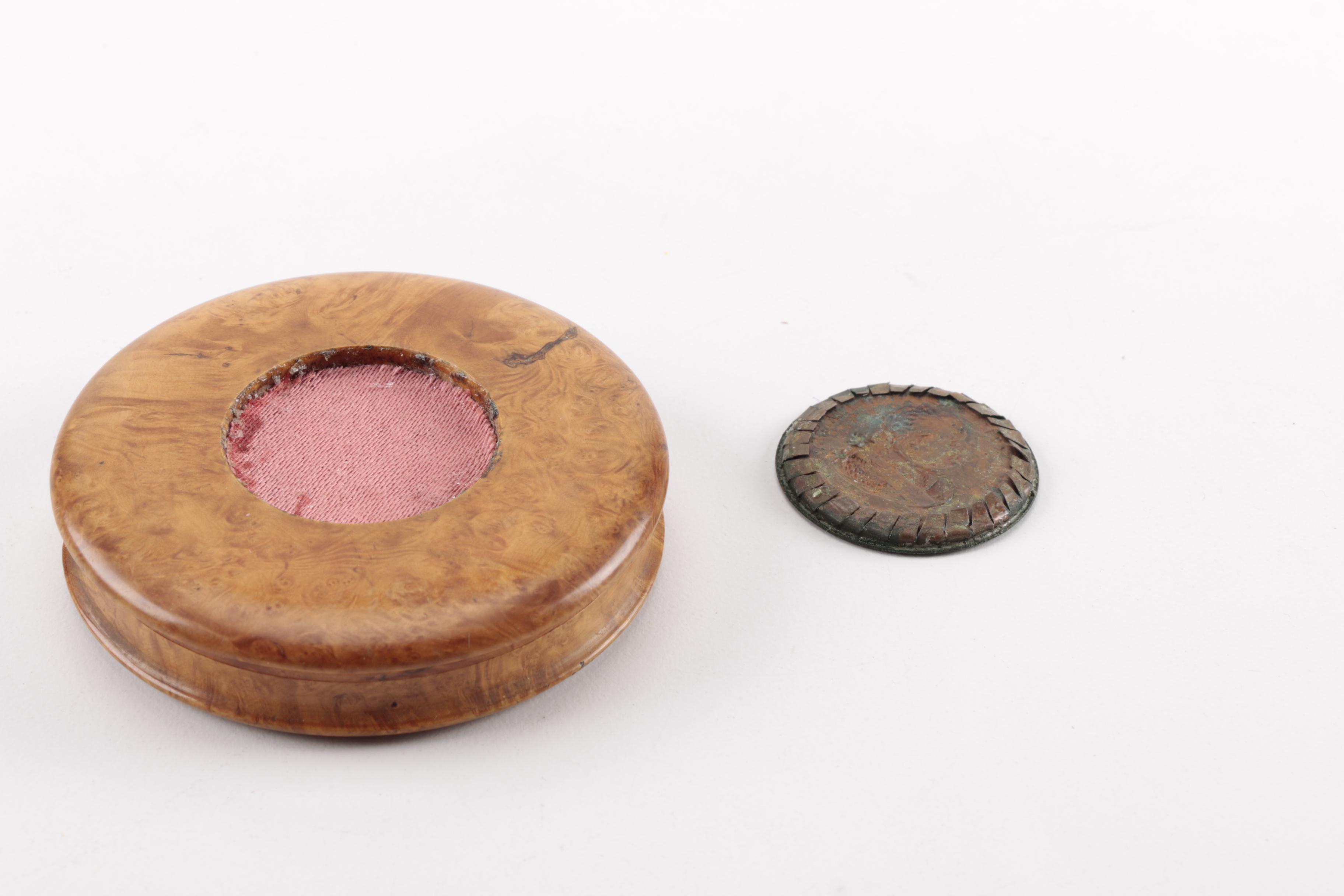 19th-Century Birdseye Maple Snuff Box With Tortoise Shell Insert