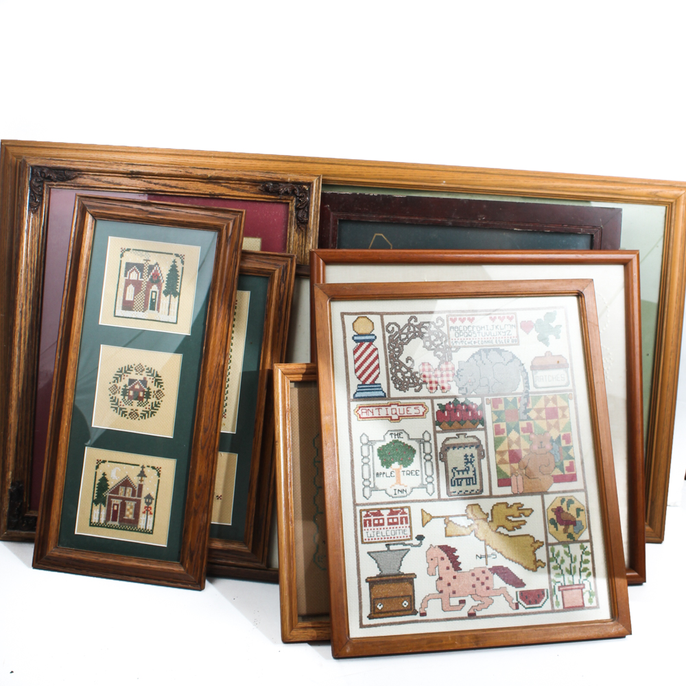 Vintage Cross Stitch Wall Hangings