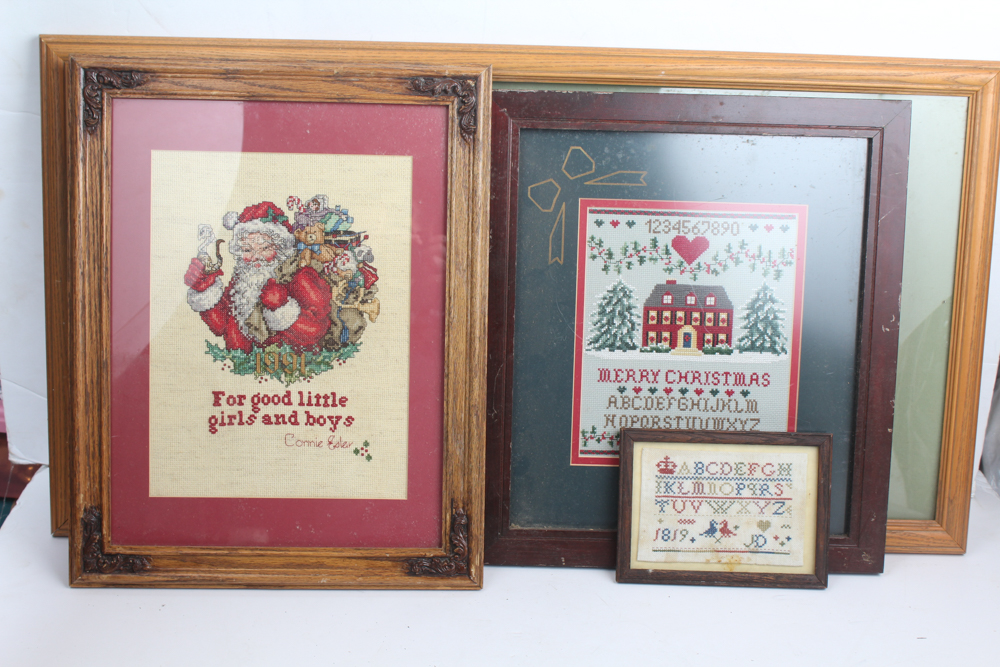 Vintage Cross Stitch Wall Hangings
