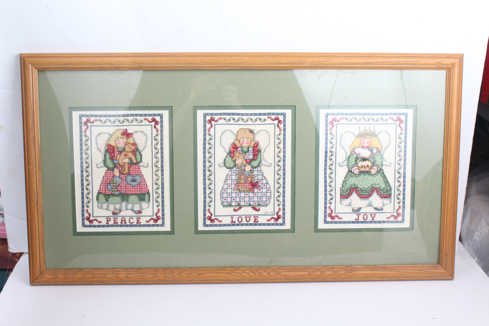 Vintage Cross Stitch Wall Hangings