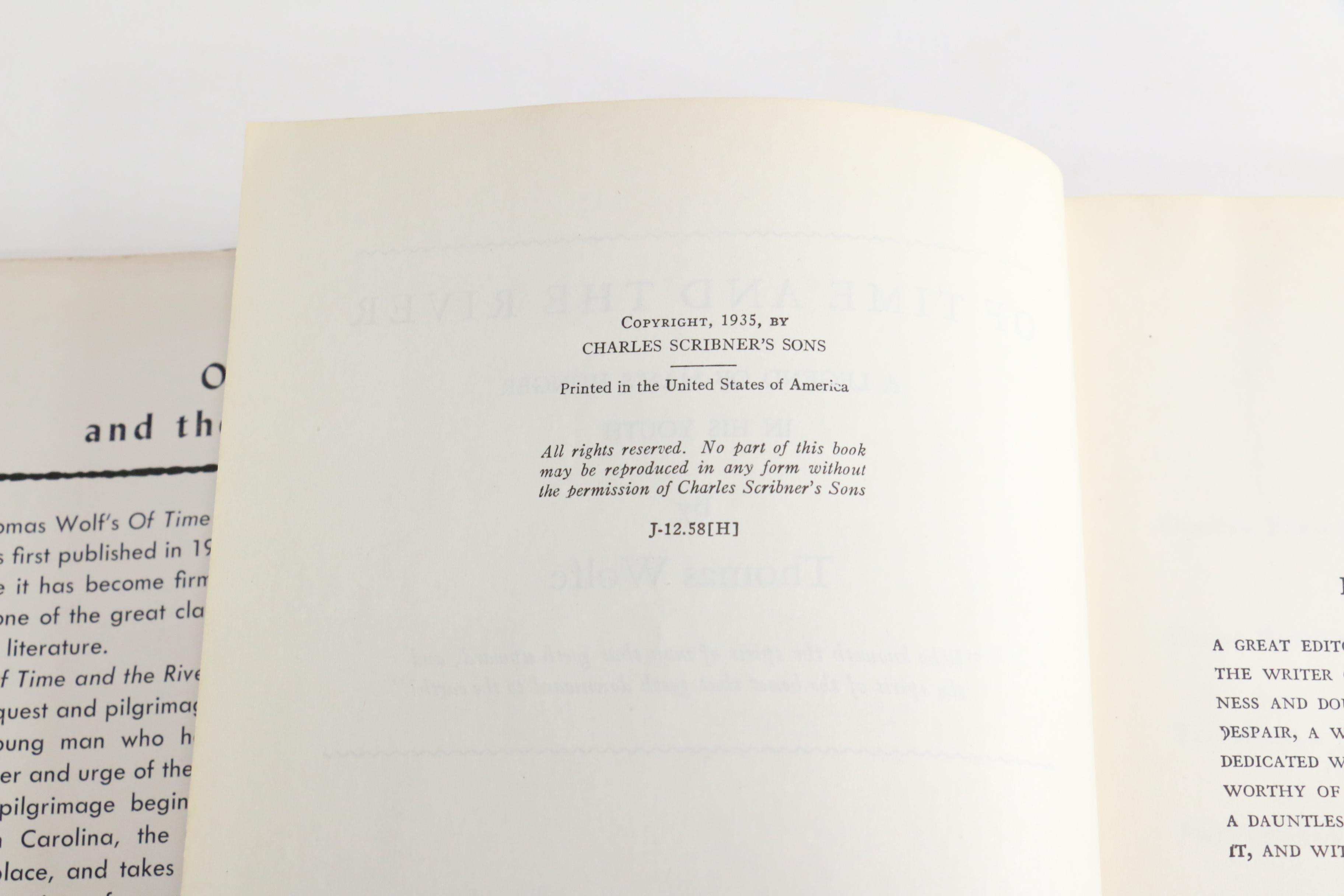 1935 "Of Time and the River" by Thomas Wolfe