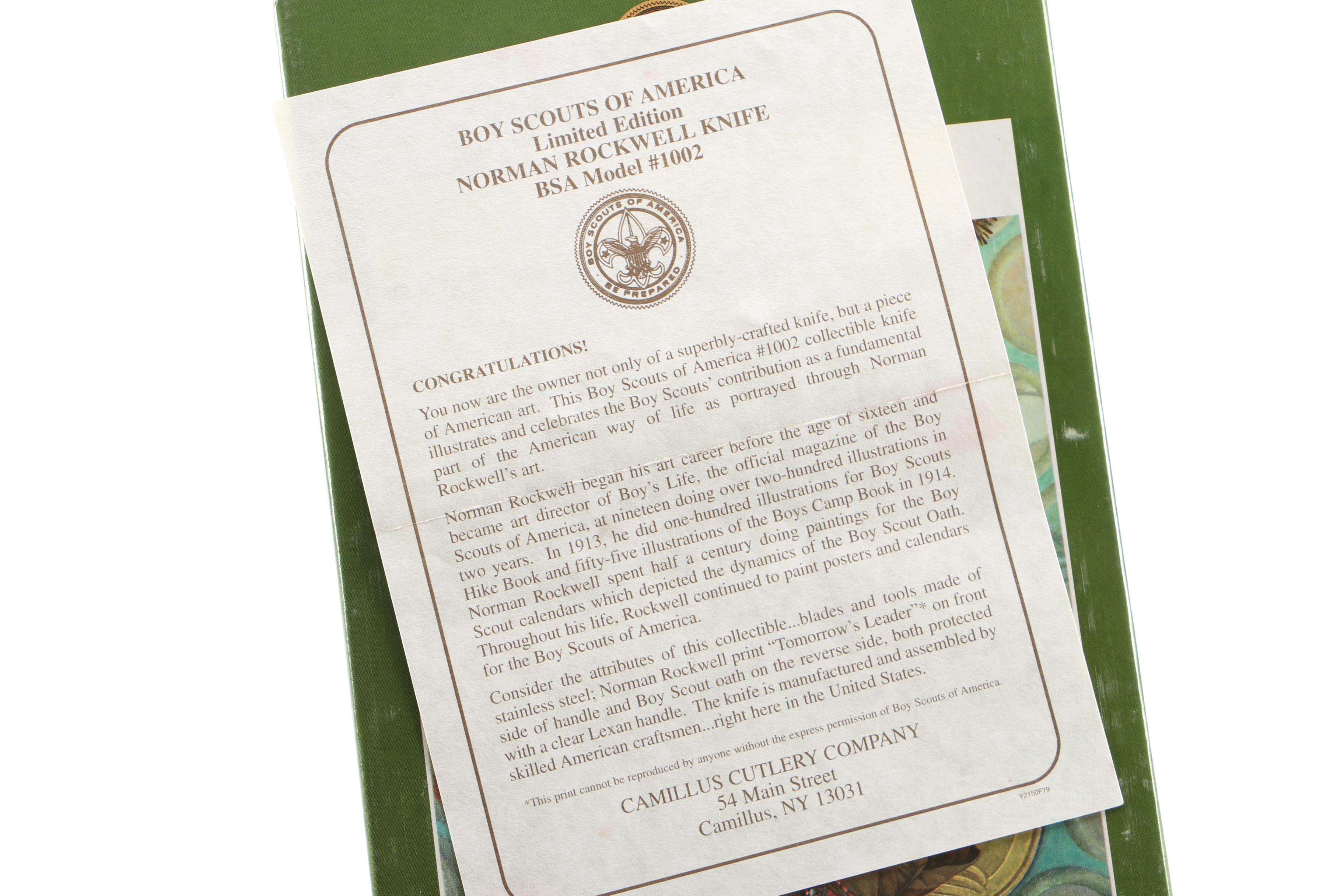 "Tomorow's Leader" Norman Rockwell Limited Edition Boy Scout Knife