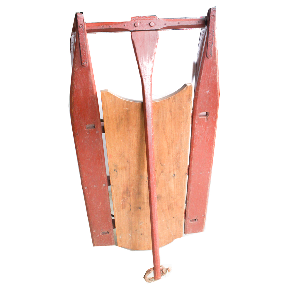Antique Wooden Hand-Pulled Working Sled
