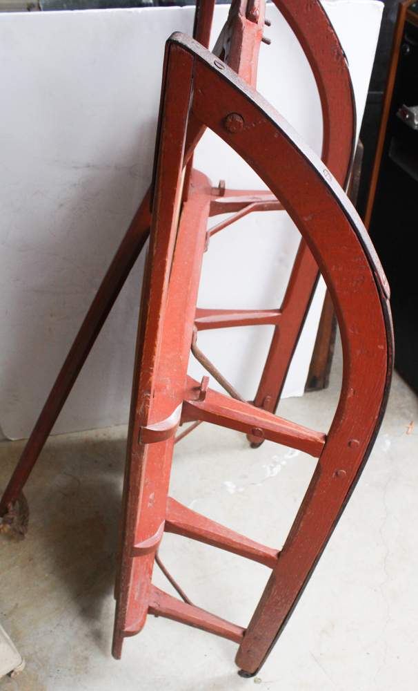 Antique Wooden Hand-Pulled Working Sled