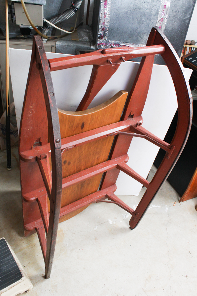 Antique Wooden Hand-Pulled Working Sled