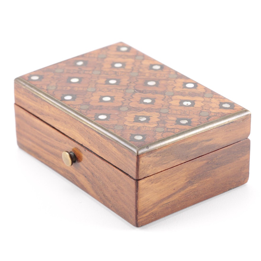 French Marquetry Top Box with Mother of Pearl Inlay