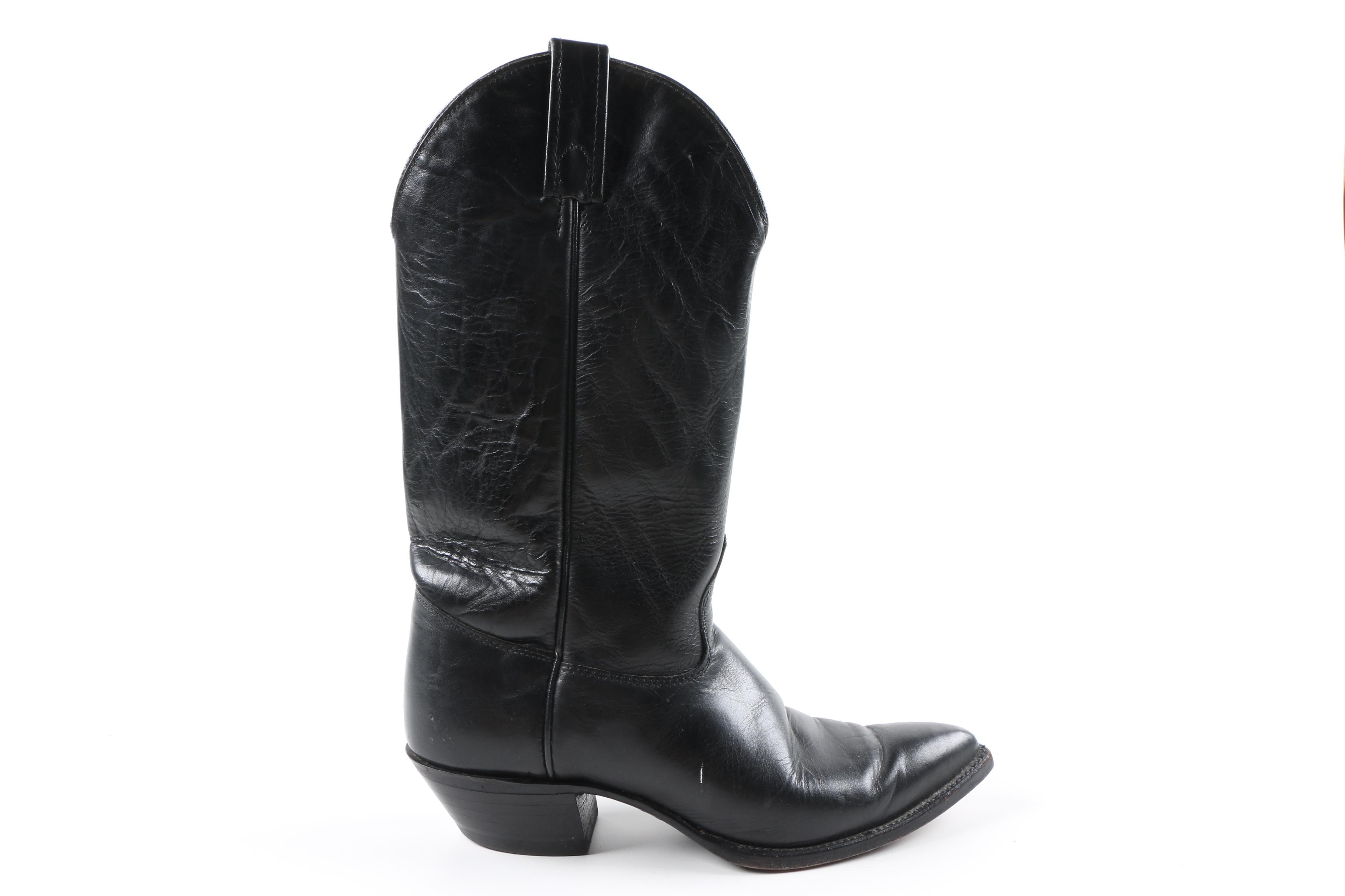 Women's Black Leather Western Boots