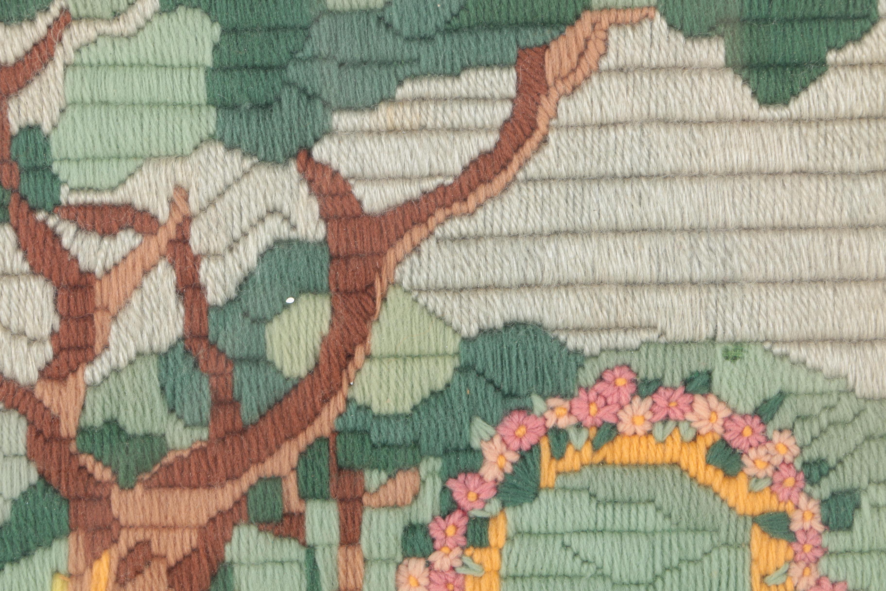 Needlepoint Embroidery of a Garden