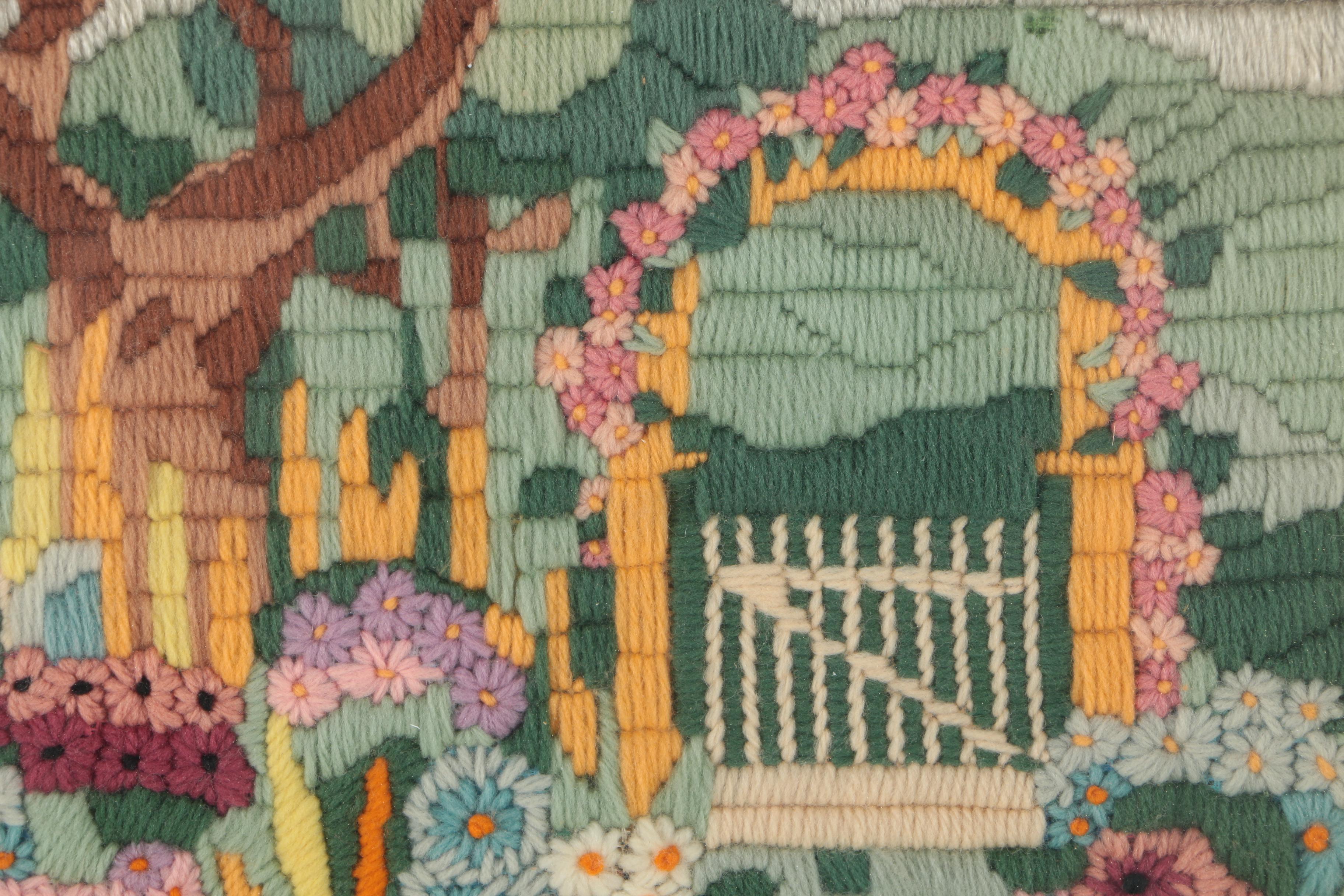 Needlepoint Embroidery of a Garden