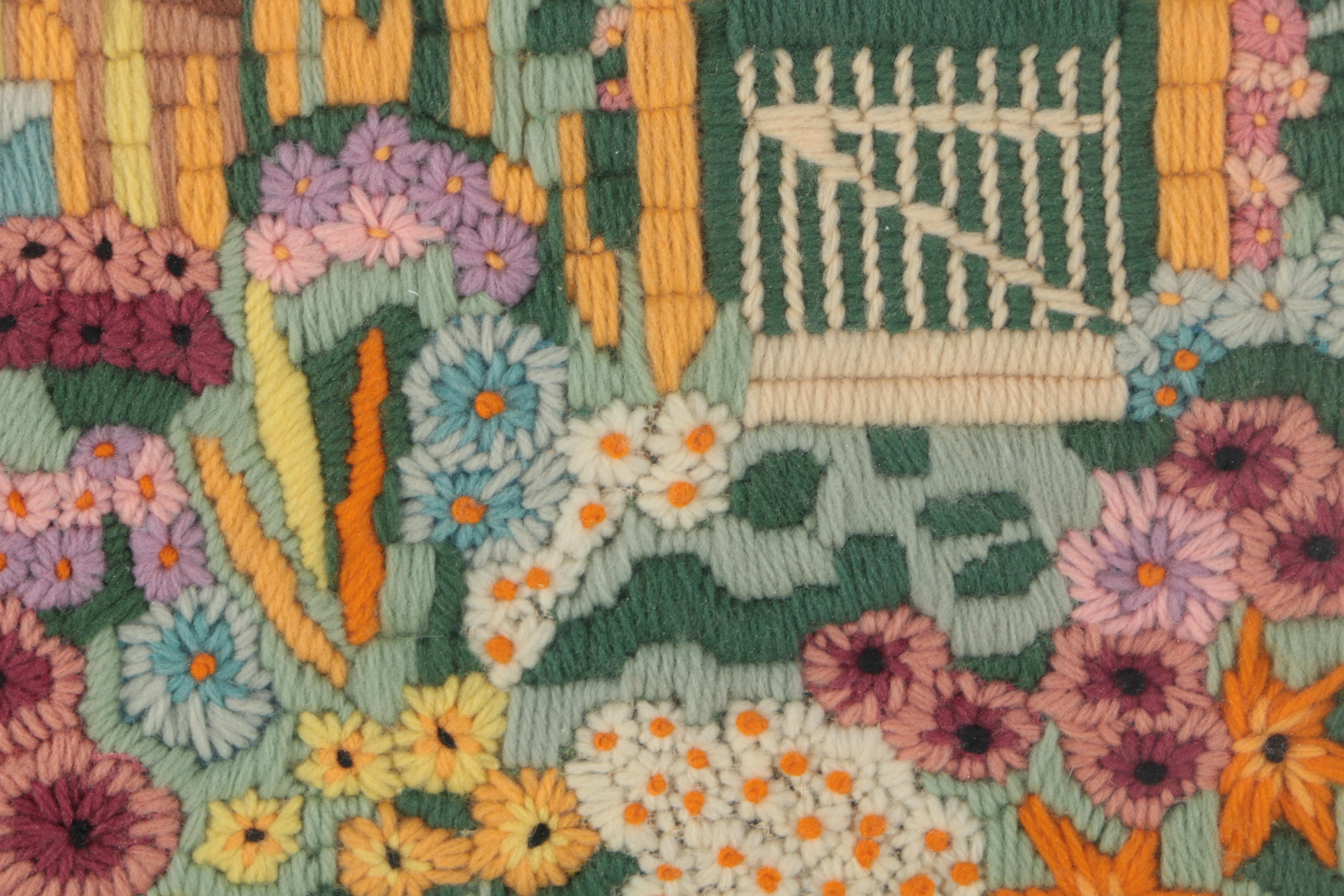 Needlepoint Embroidery of a Garden