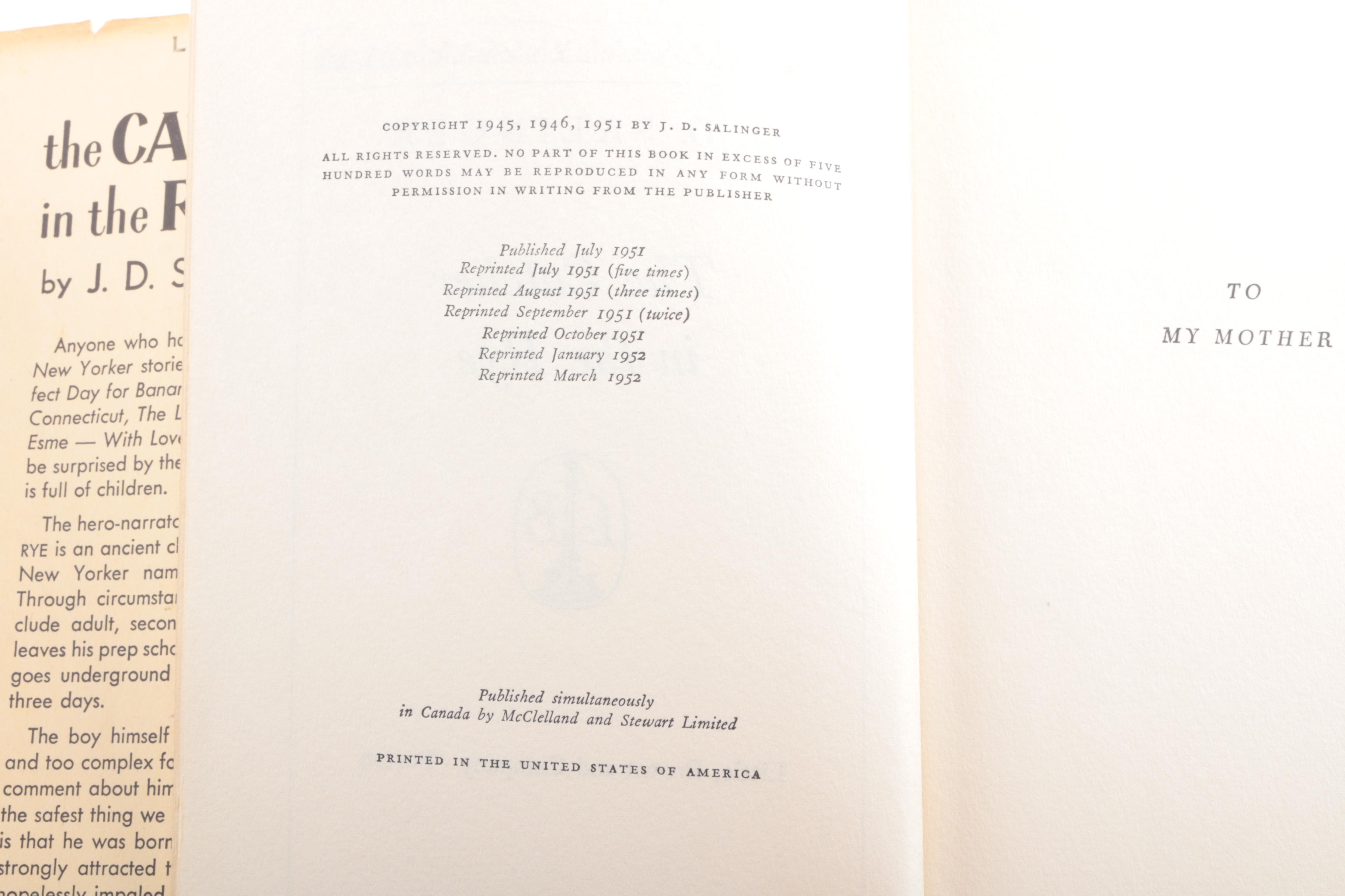 1952 "The Catcher in the Rye" by J. D. Salinger