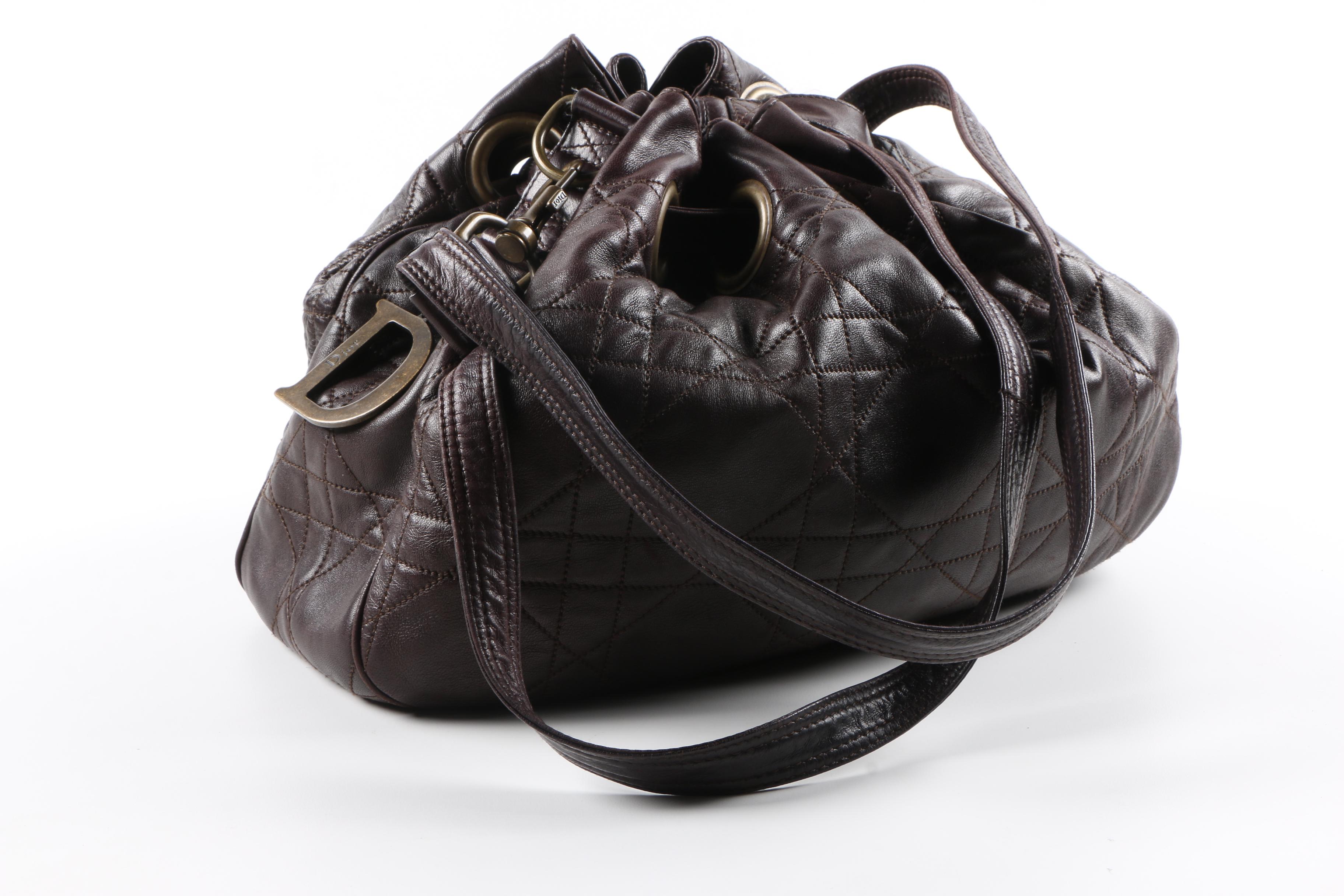 Christian Dior Cannage Quilted Drawstring Bag