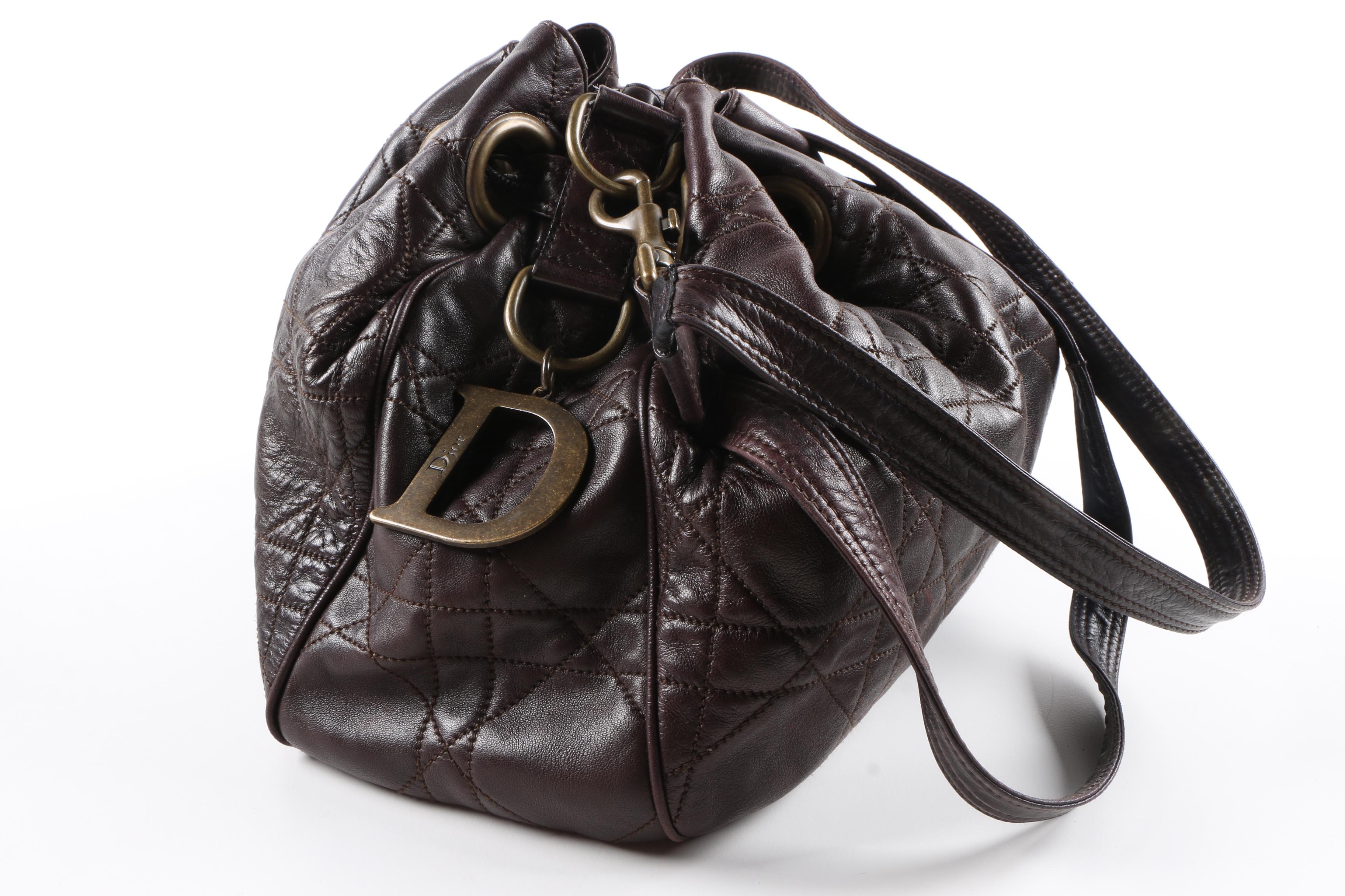 Christian Dior Cannage Quilted Drawstring Bag