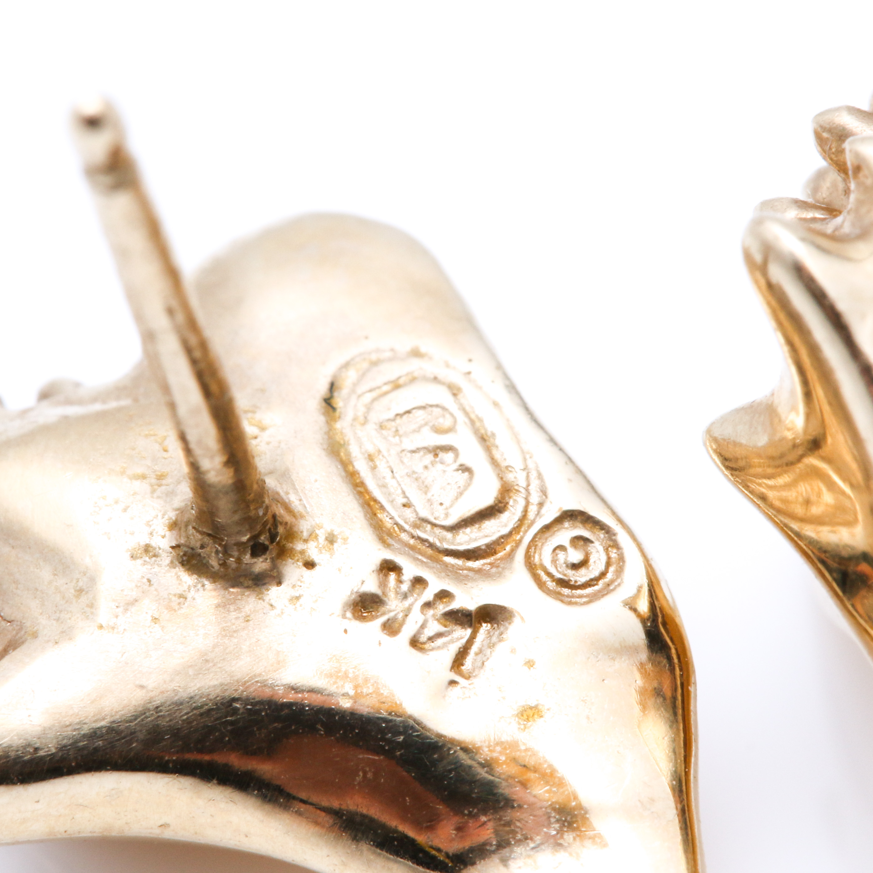 14K Yellow Gold Conch Shell Earrings