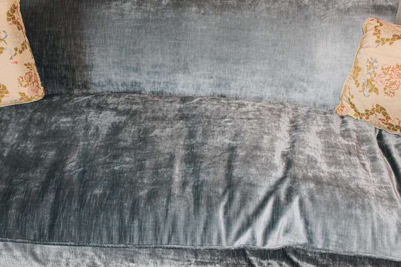 Vintage Blue Velvet Settee