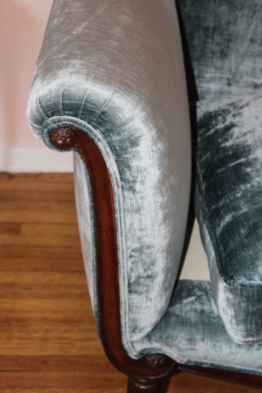 Vintage Blue Velvet Settee