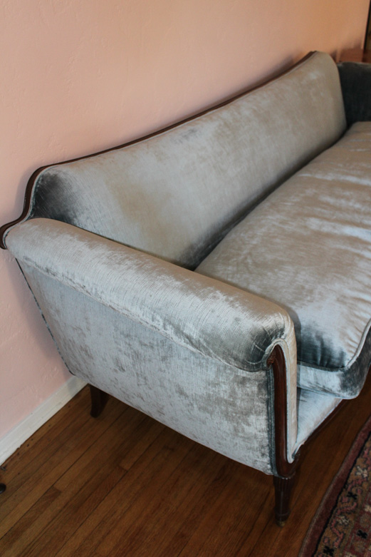 Vintage Blue Velvet Settee