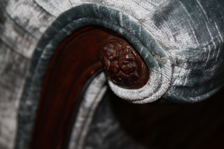 Vintage Blue Velvet Settee