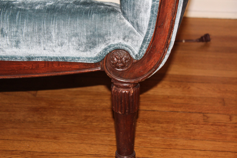 Vintage Blue Velvet Settee