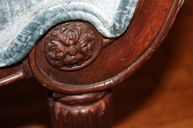 Vintage Blue Velvet Settee