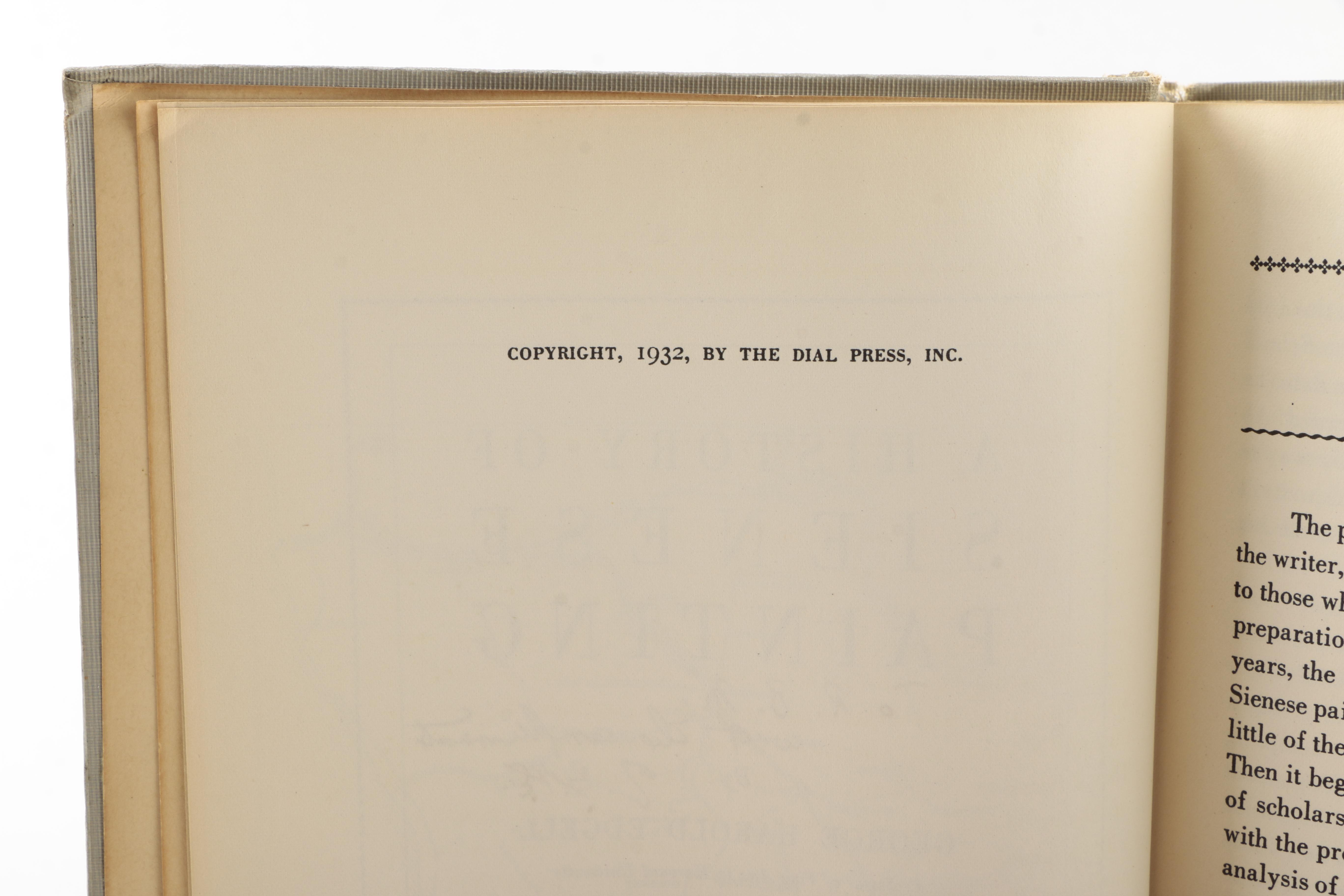 1932 Signed First Edition "A History of Sienese Painting" by George Harold Edgell