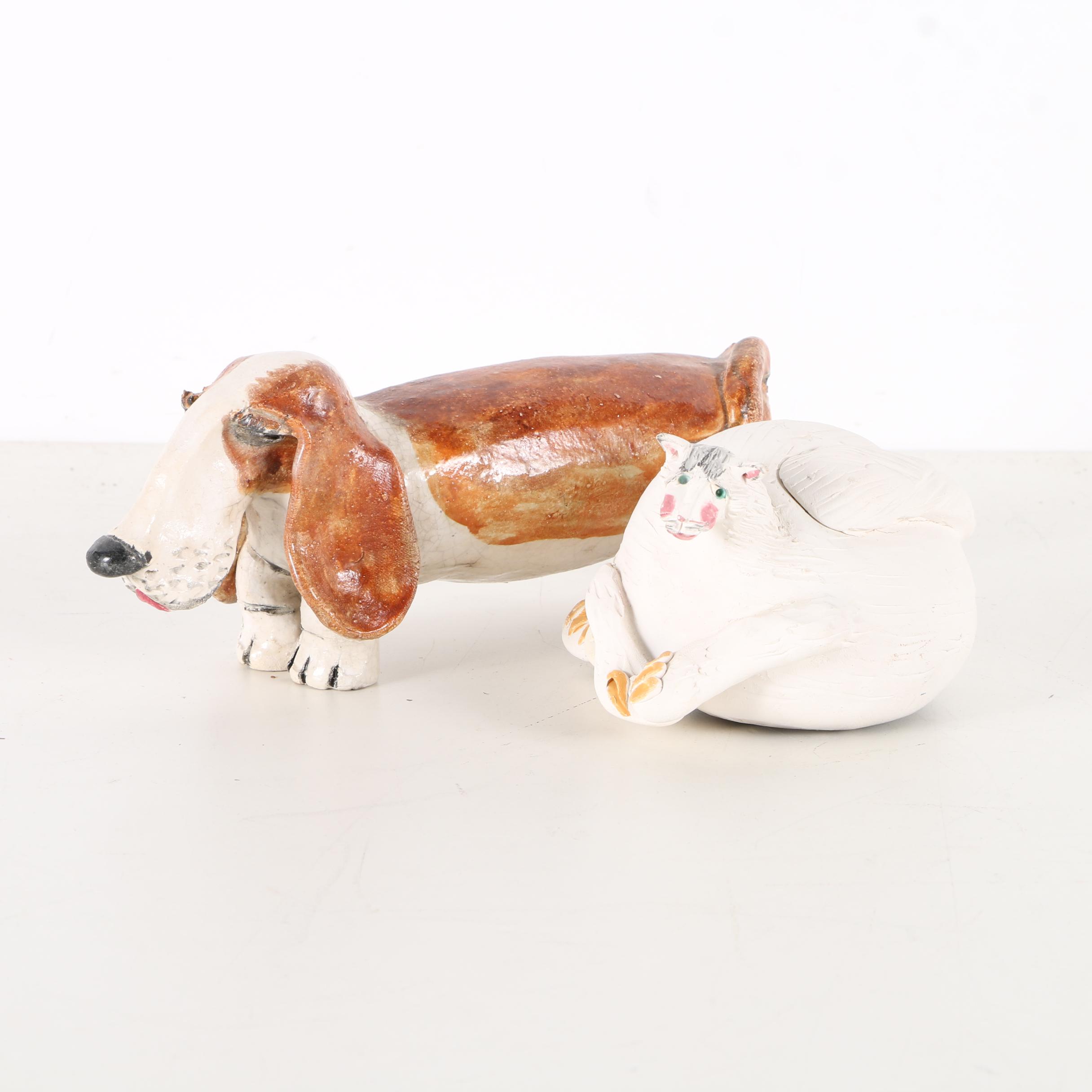 Chris Moses Ceramic Whistles of a Cat and a Dog