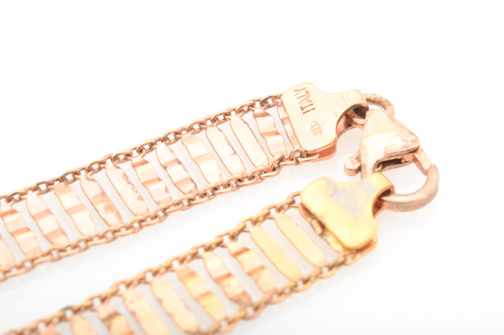 Rose Gold Washed Sterling Silver Necklace and Bracelet Set