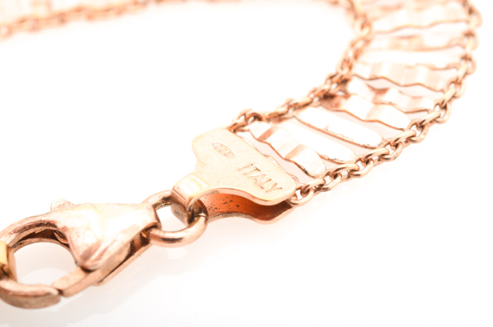 Rose Gold Washed Sterling Silver Necklace and Bracelet Set