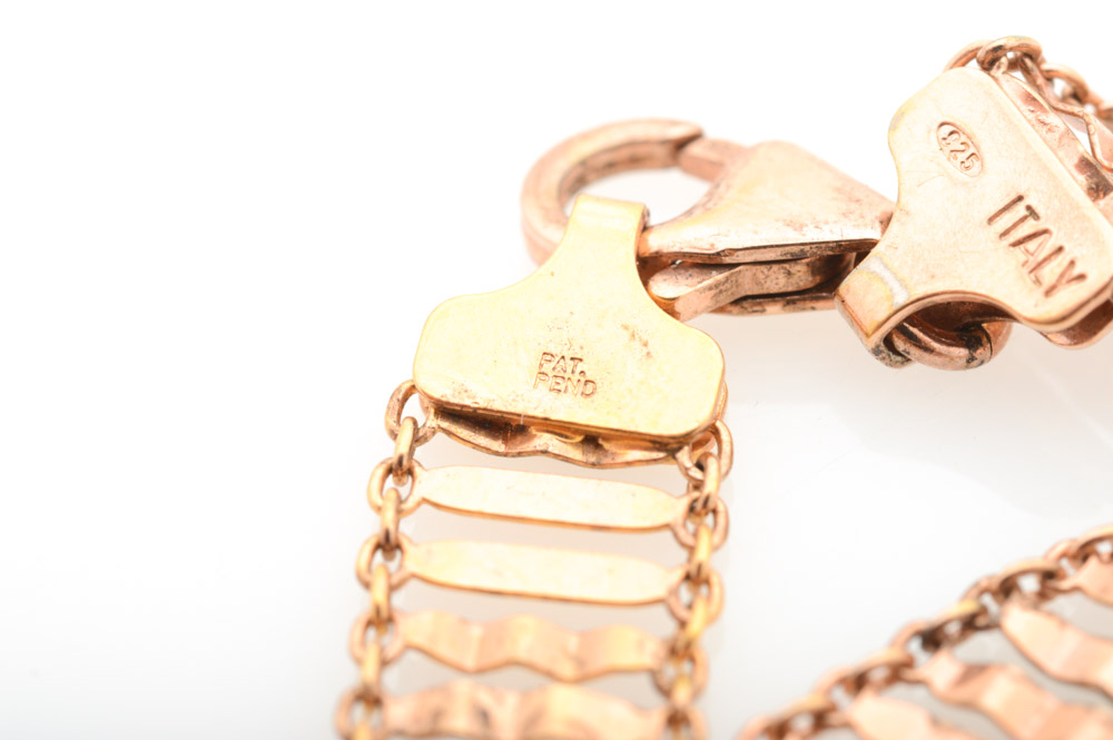 Rose Gold Washed Sterling Silver Necklace and Bracelet Set