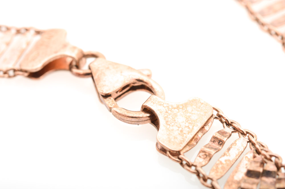 Rose Gold Washed Sterling Silver Necklace and Bracelet Set