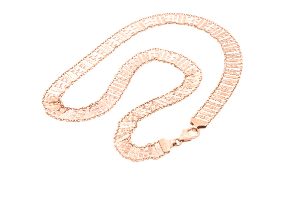 Rose Gold Washed Sterling Silver Necklace and Bracelet Set