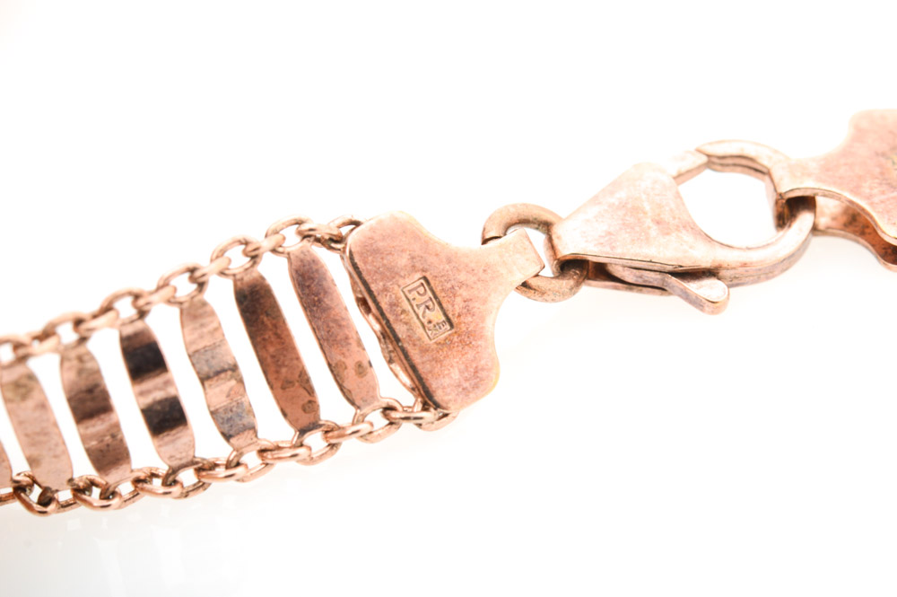 Rose Gold Washed Sterling Silver Necklace and Bracelet Set