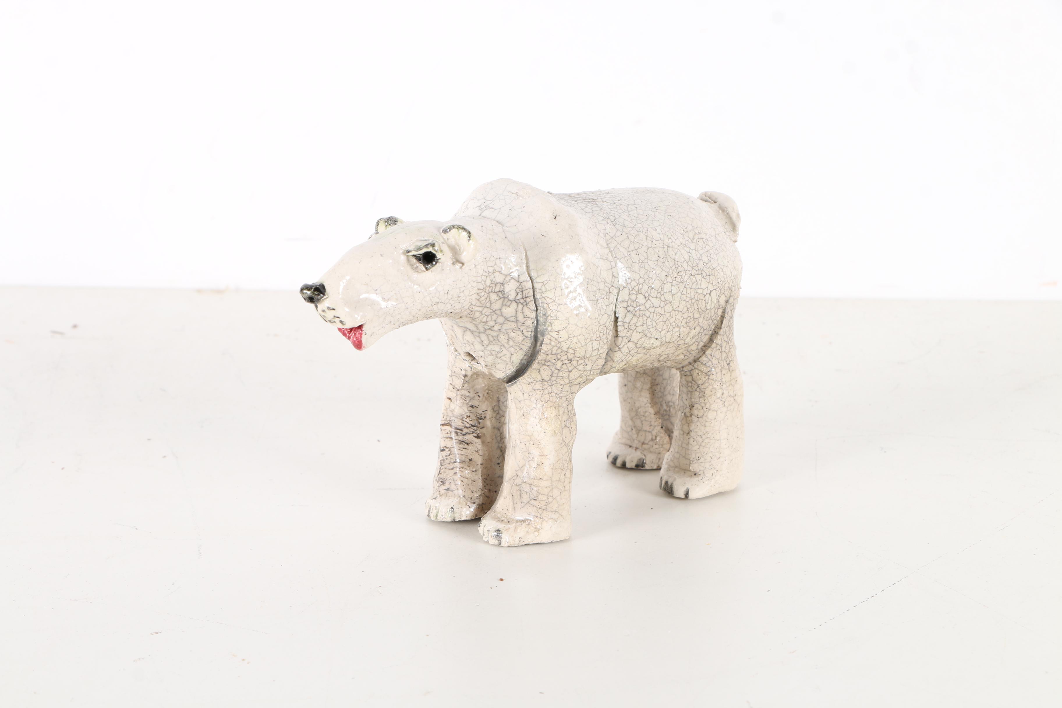 Chris Moses Ceramic Figurines of a Polar Bear and Sea Lion