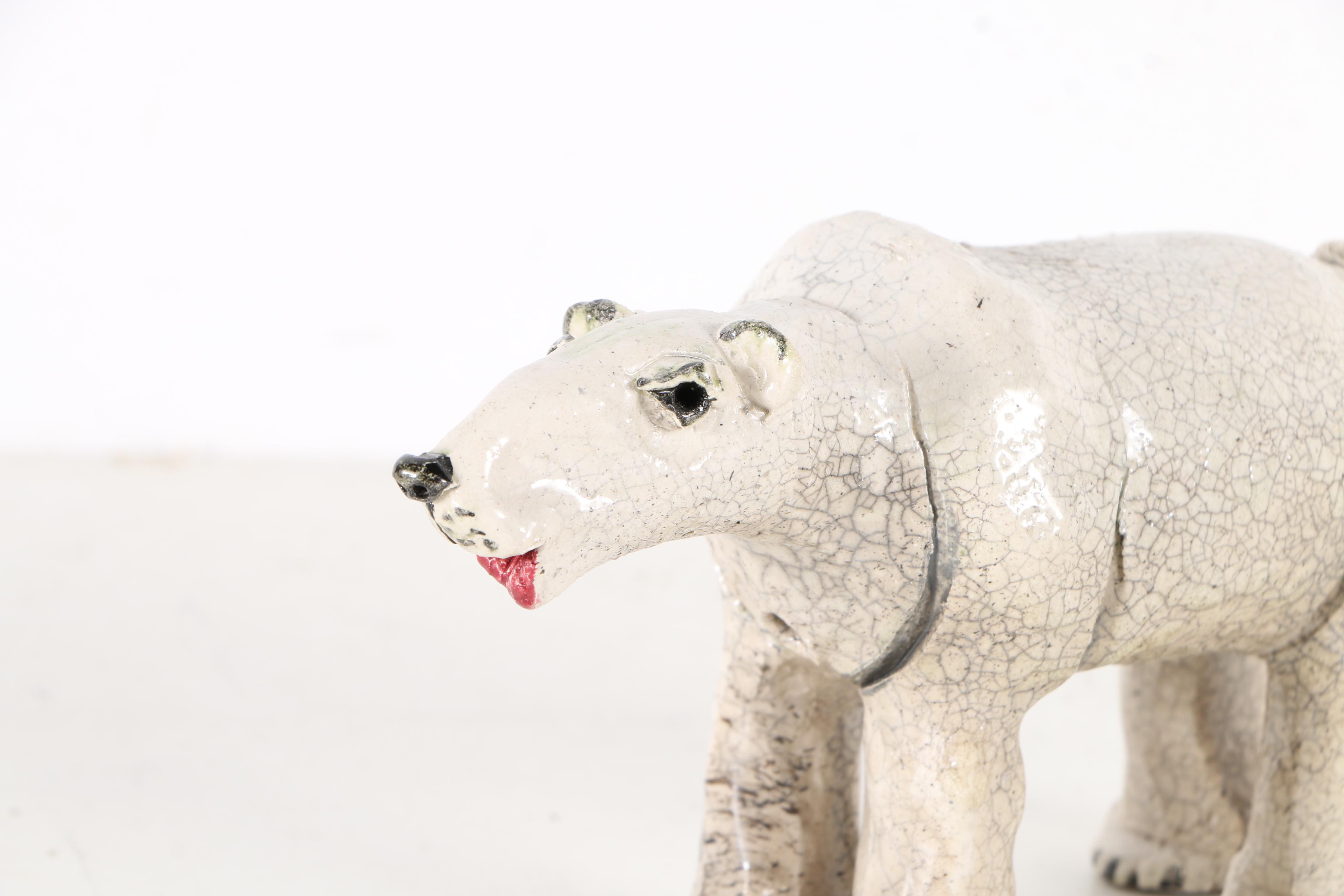 Chris Moses Ceramic Figurines of a Polar Bear and Sea Lion