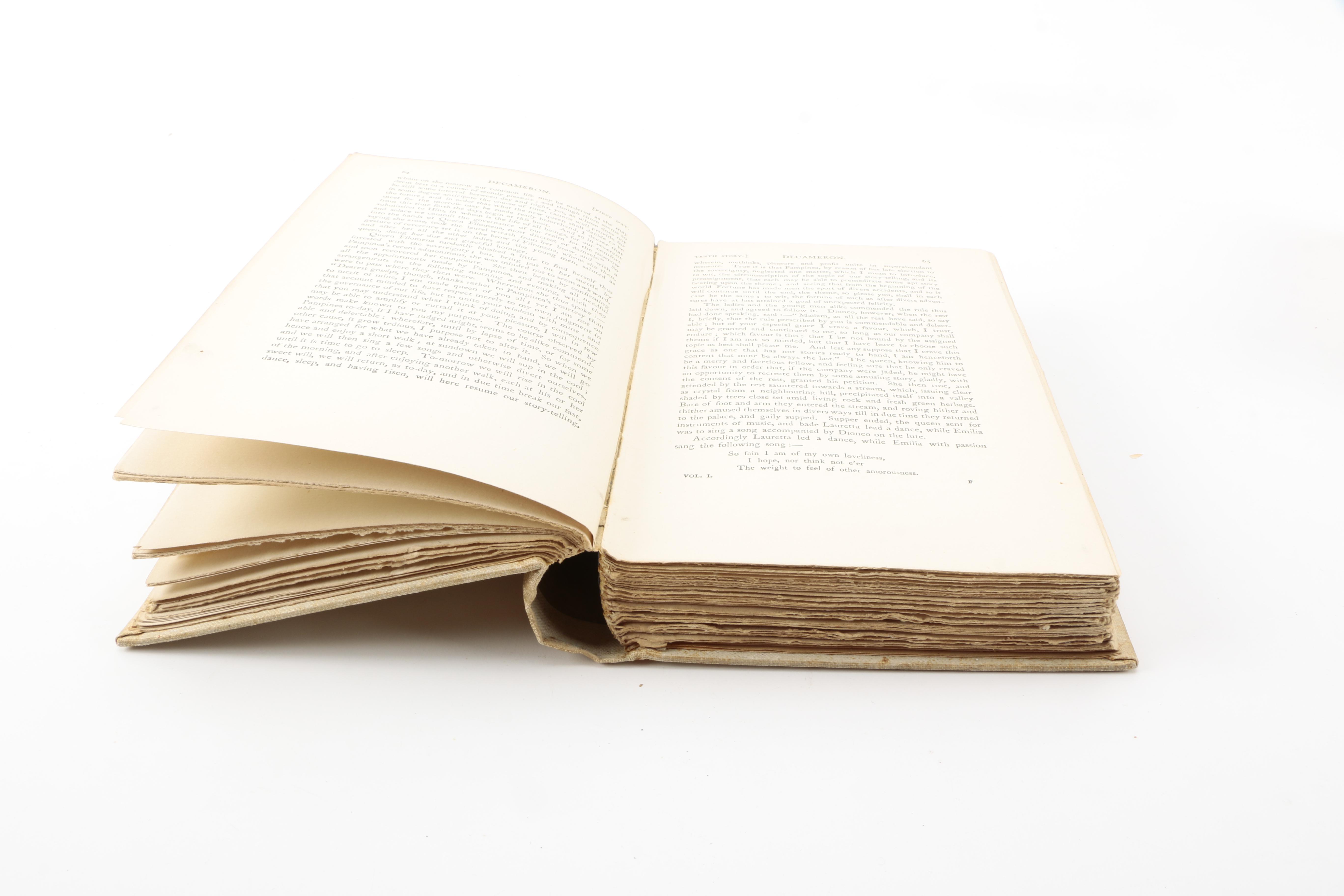 1921 Limited Edition Two Volumes "The Decameron of Giovanni Boccaccio" by J. M. Rigg