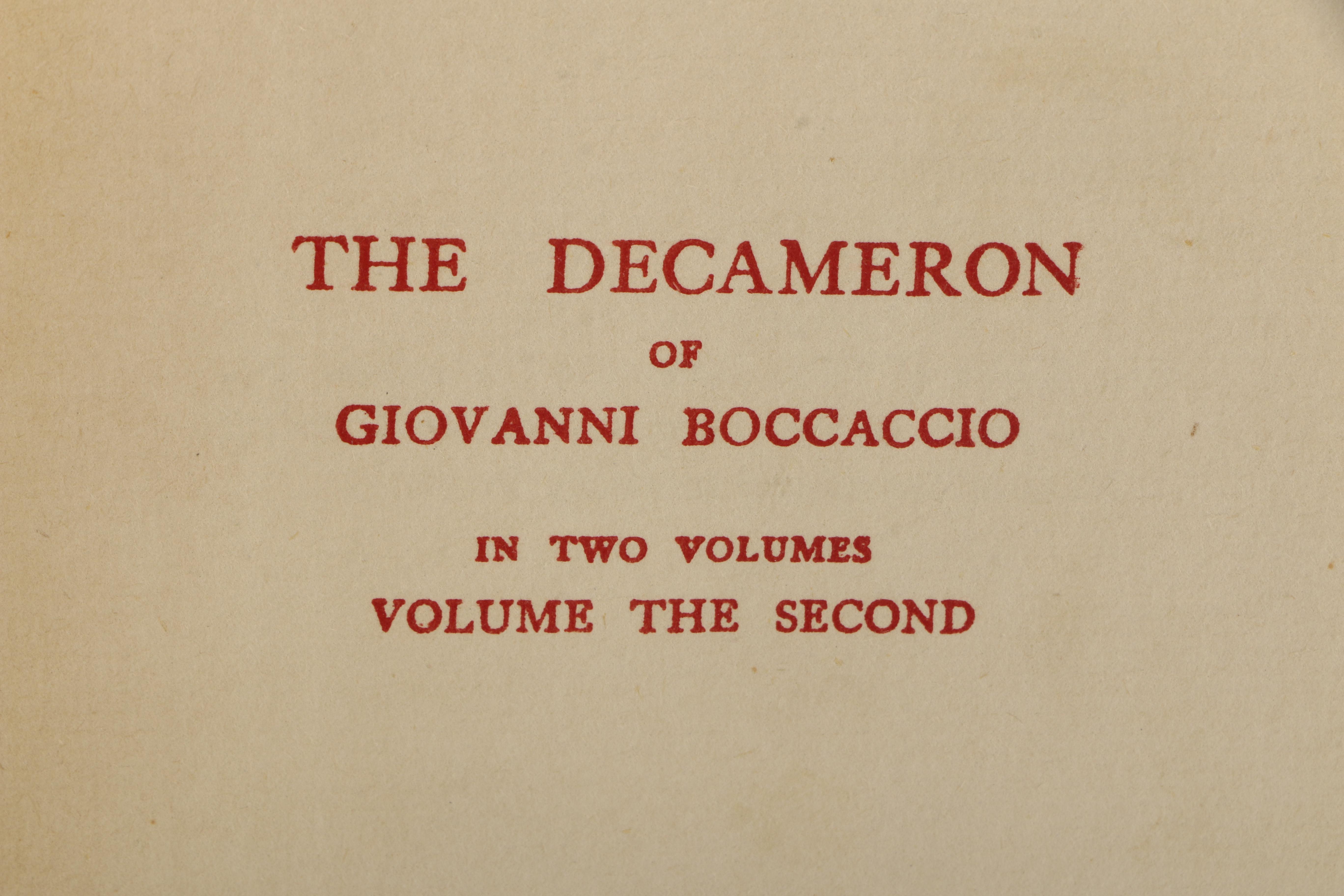 1921 Limited Edition Two Volumes "The Decameron of Giovanni Boccaccio" by J. M. Rigg