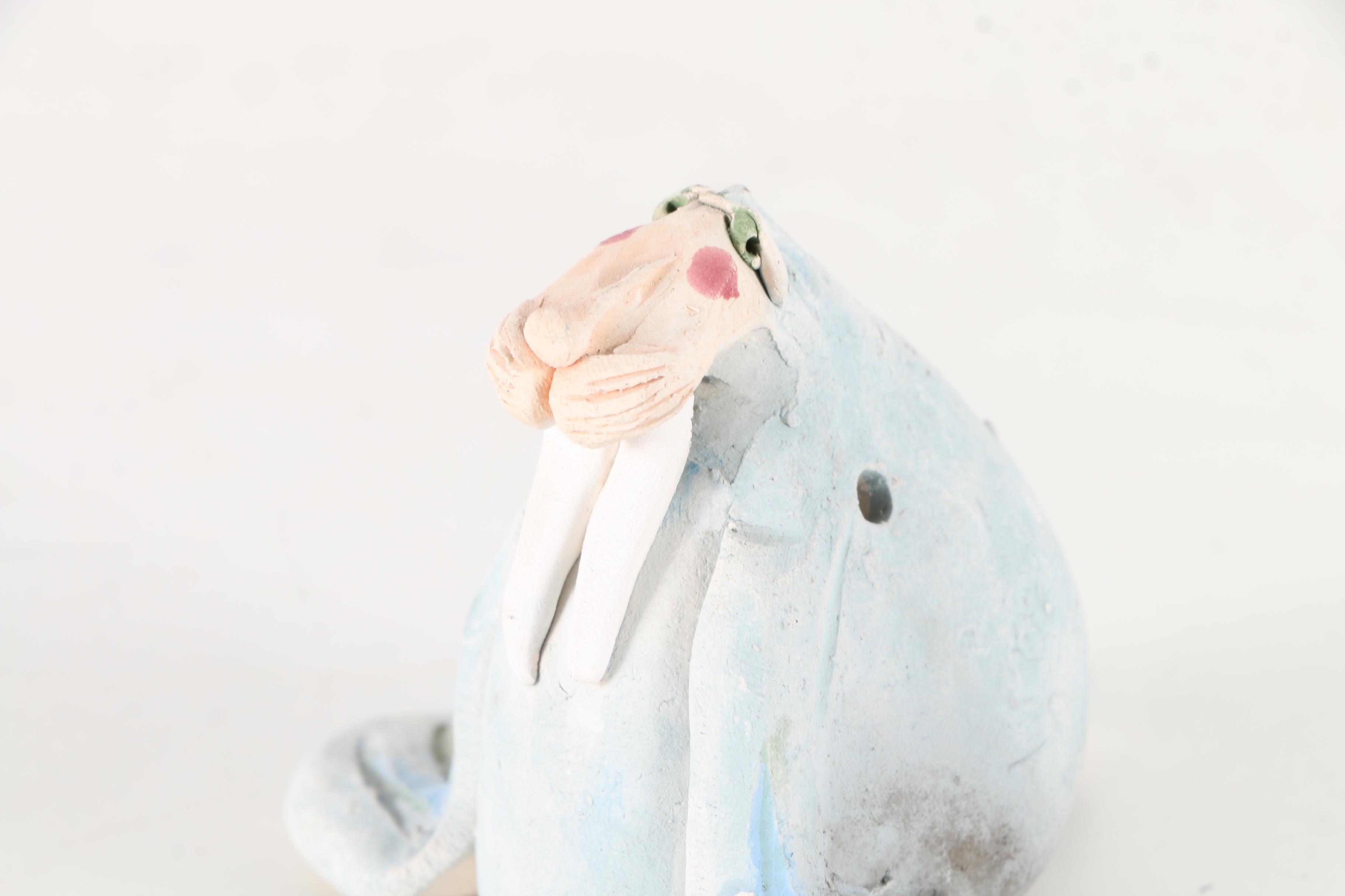 Chris Moses Pottery Figurines of a Mermaid and Walrus