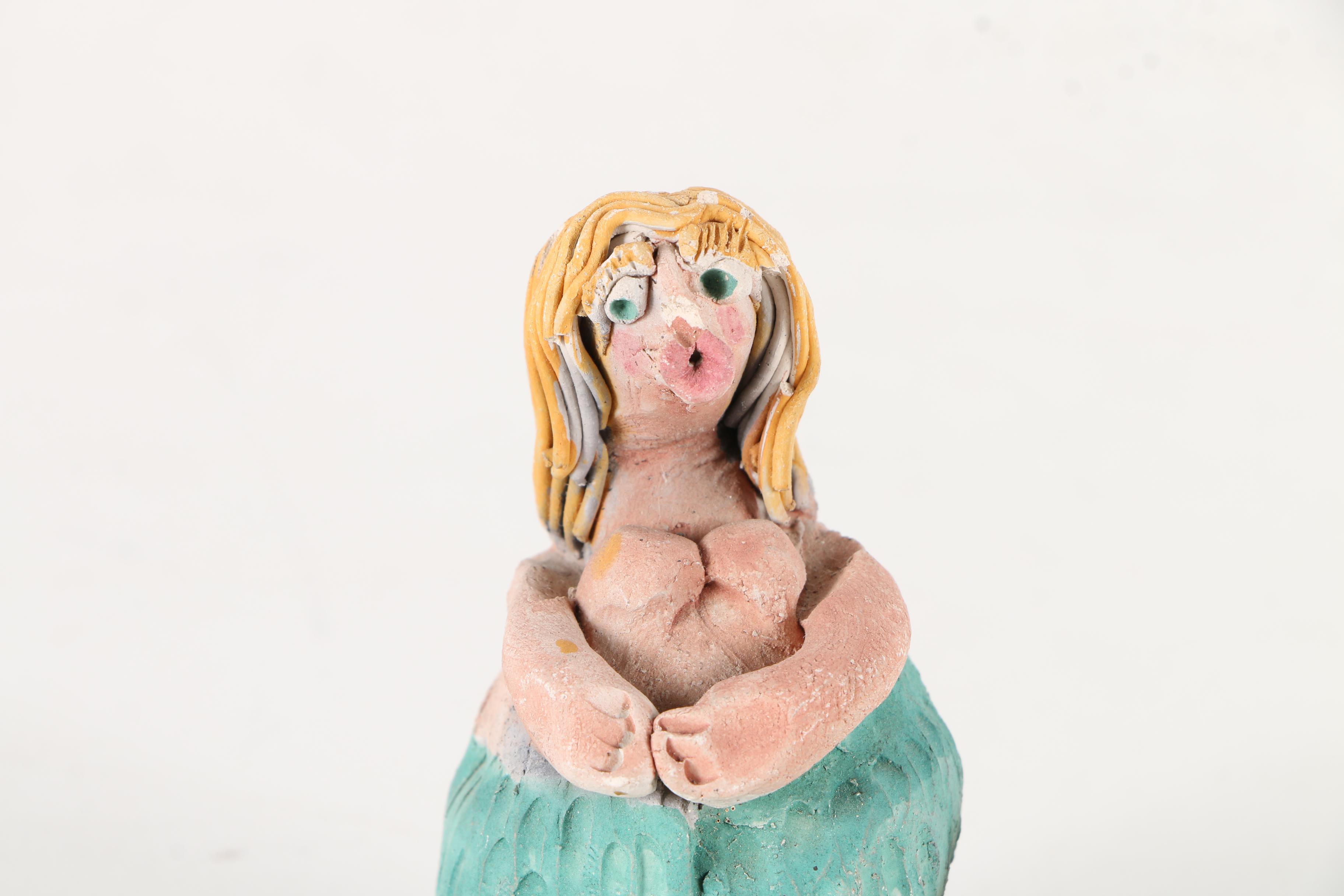 Chris Moses Pottery Figurines of a Mermaid and Walrus