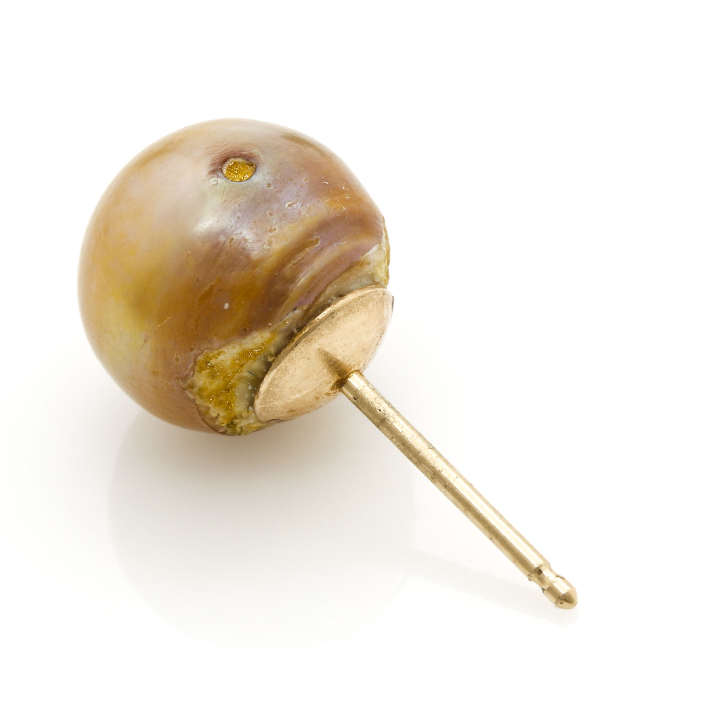 Cultured Pearl Stud Earrings with Aventurine Jackets