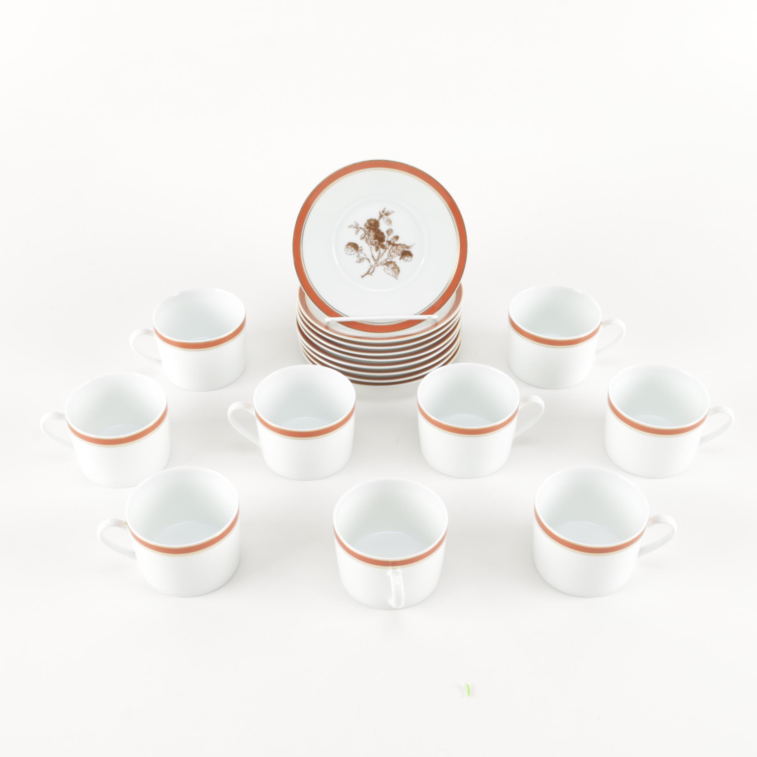 Set of Bernardaud "Blackberry Farm" Cups and Saucers