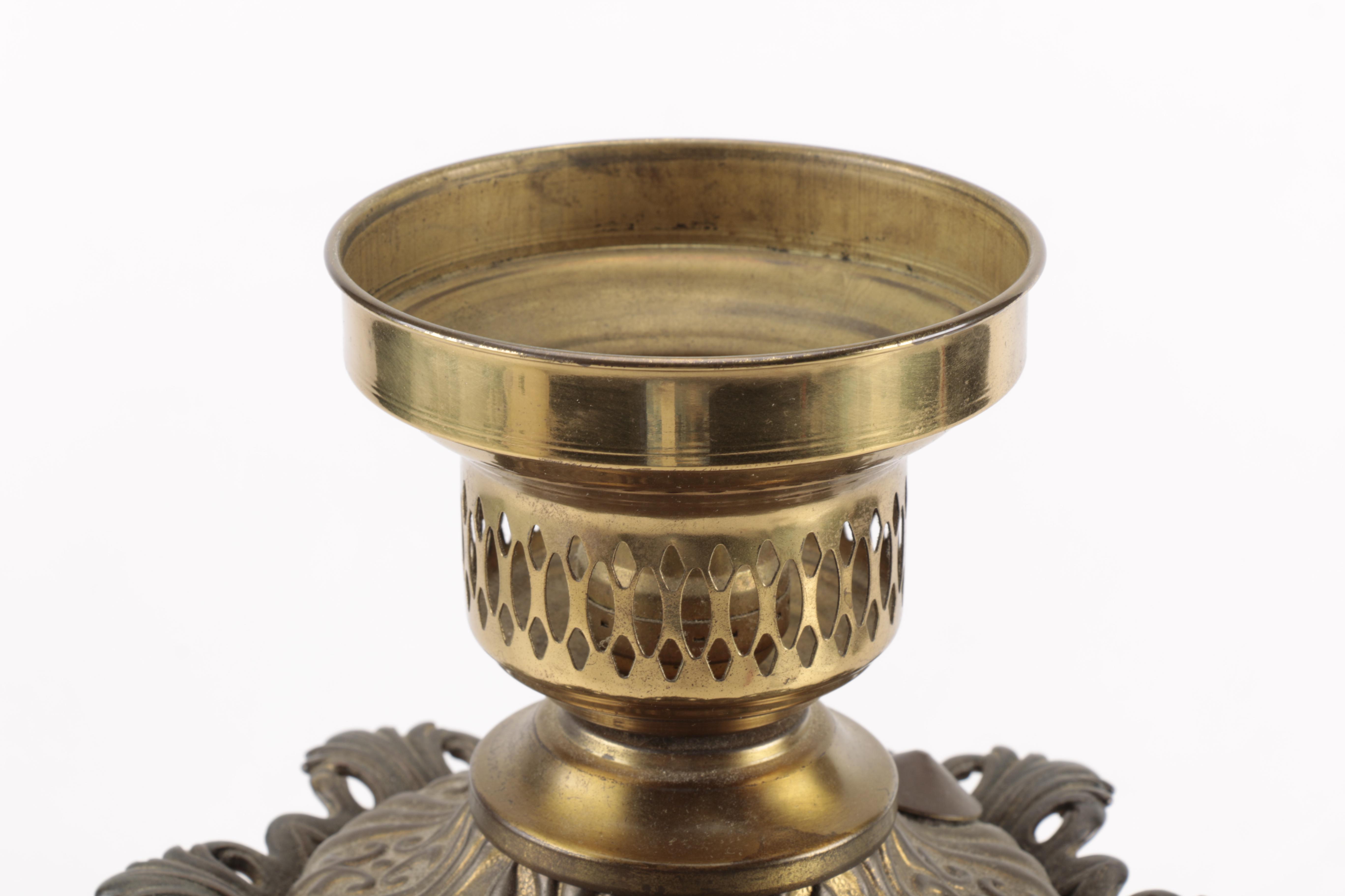 Victorian Style Glass and Brass Table Lamp