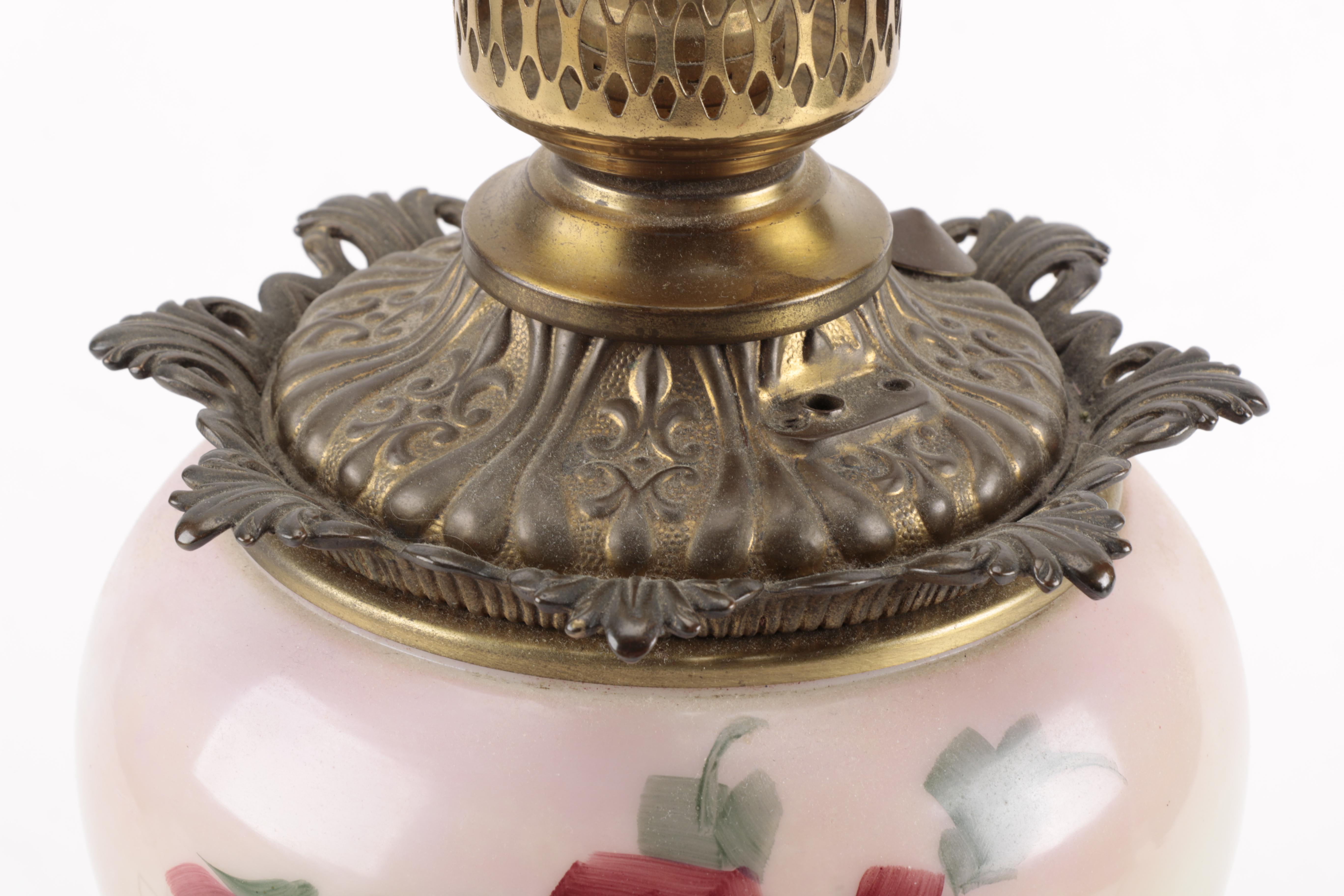 Victorian Style Glass and Brass Table Lamp
