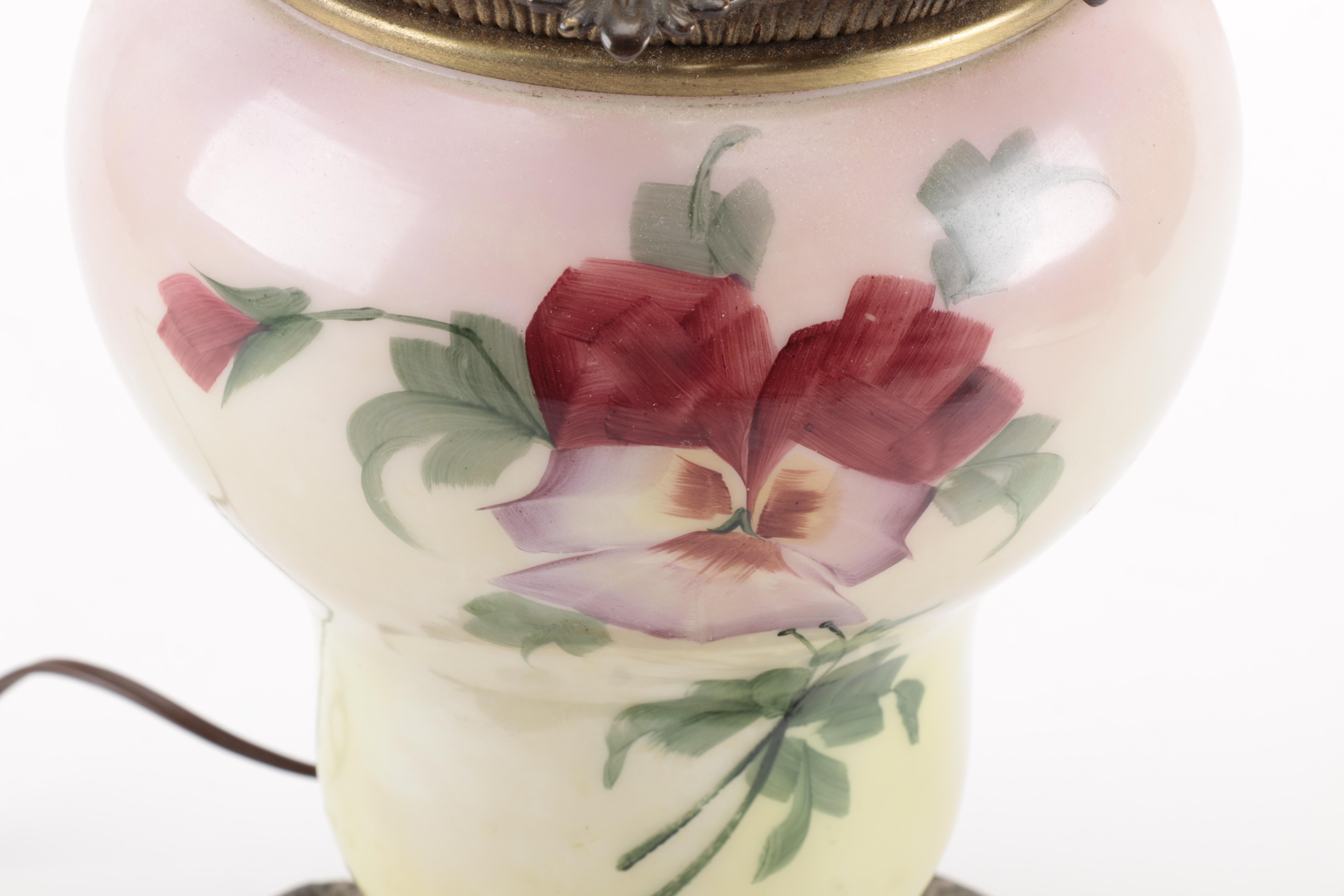 Victorian Style Glass and Brass Table Lamp