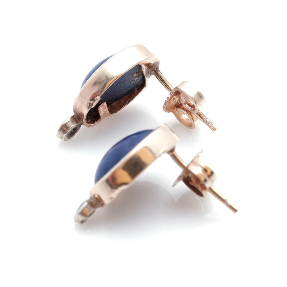 14K Yellow Gold Lapis Lazuli and Diamond Drop Earrings