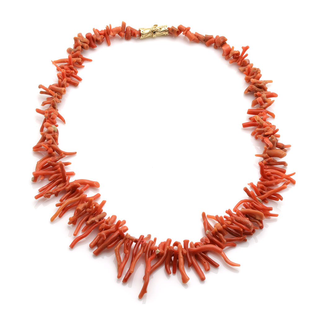14K Yellow Gold Branch Coral Necklace