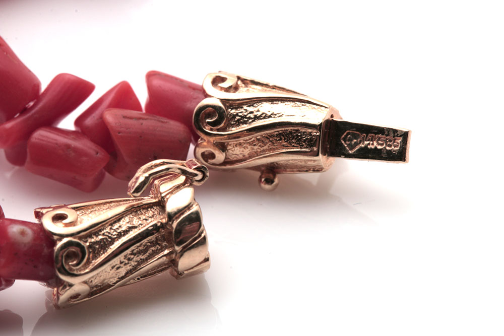 14K Yellow Gold Branch Coral Necklace