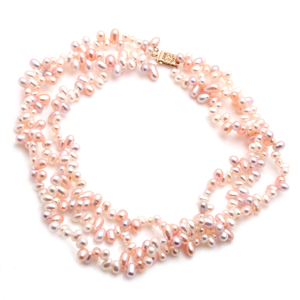 14K Yellow Gold Cultured Freshwater Pearl Necklace