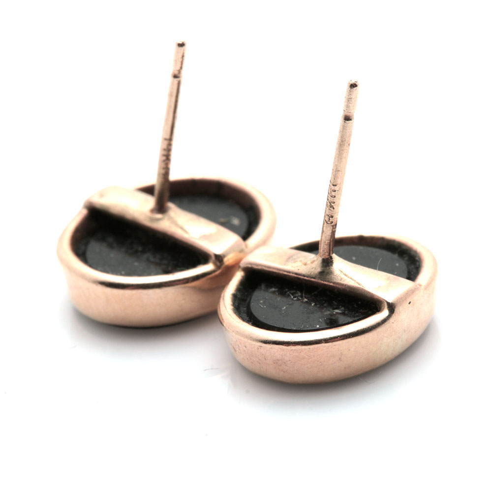 14K Yellow Gold Opal Doublet Earrings