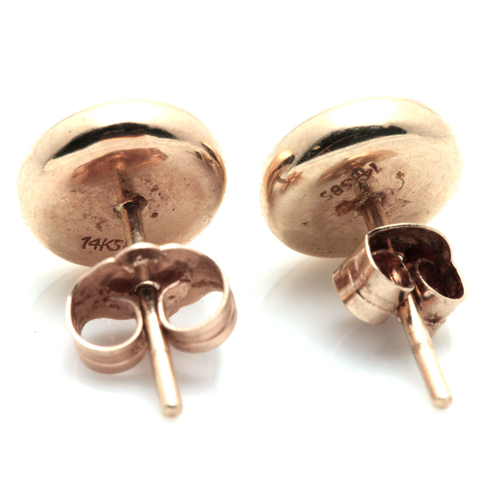 14K Yellow Gold Opal Stud Earrings